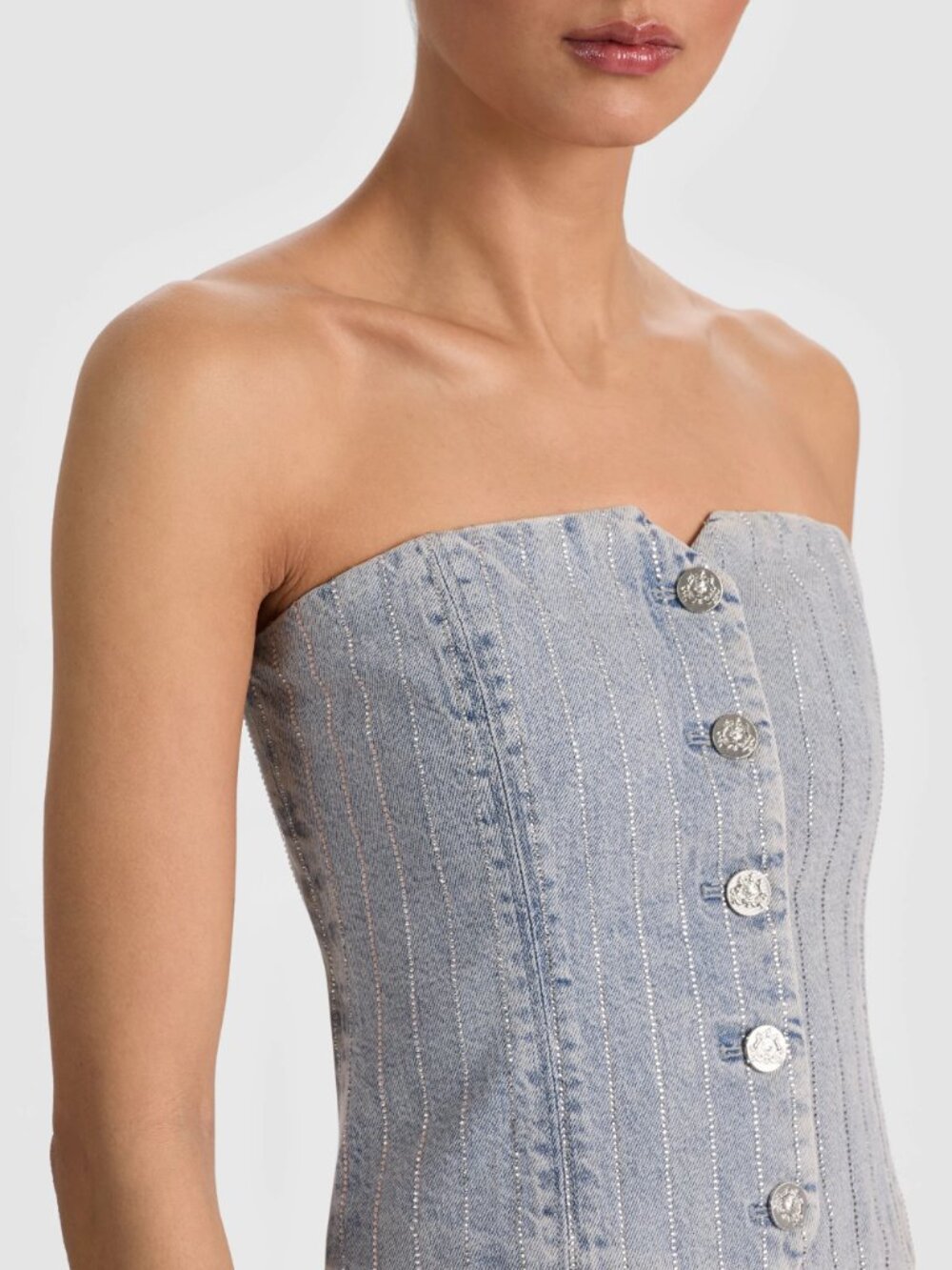 Alice & Olivia Kelcey strapless embellished denim vest - Picture 6 of 10